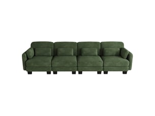 Canapé droit compressé fixe MODFU 4 places Tissu vert