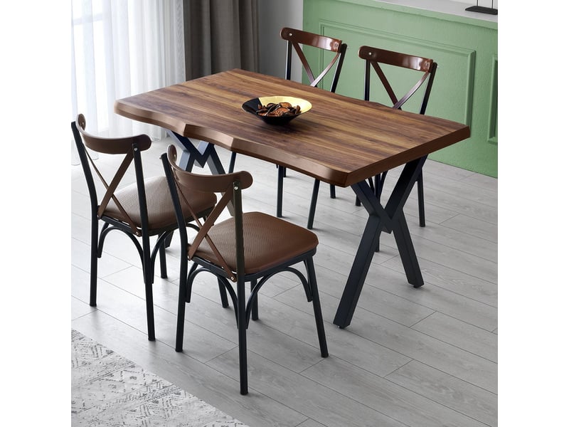  Table de salle à manger moderne avec pieds en métal efor  - Conforama B