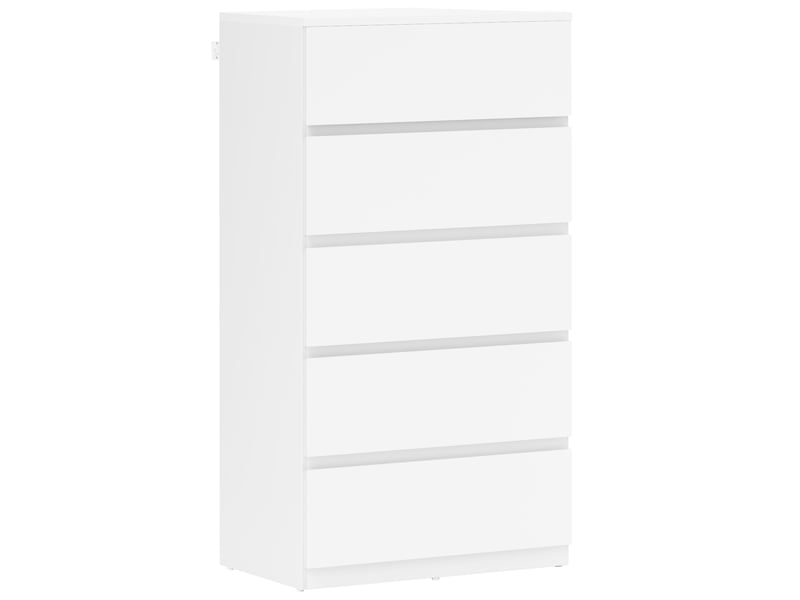 Commode, buffet, commode à 5 tiroirs, 55 cm x 34 cm x 100 cm, blanche  - Conforama A