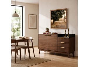 Buffet 2 porte(s) 3 tiroir(s) <strong></strong> <strong></strong> - 120 cm coloris bois foncé