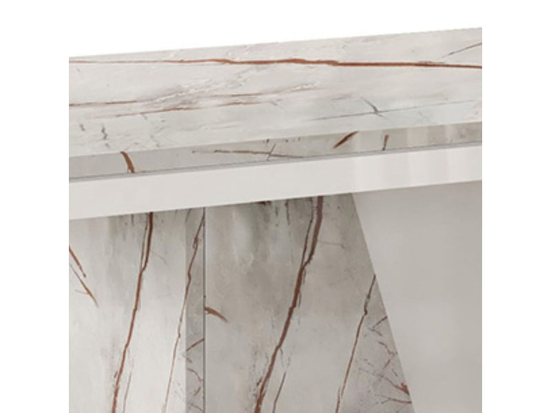  Table repas pied central blanche et aspect marbre gris-brun - nervy NERVY - Conforama D