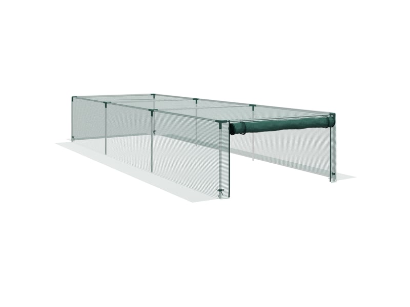Tente de protection des plantes - 1,25 x 3,73 m - vert - filet anti-insectes - fermeture éclair - cadre en acier 125x373x62.5cm - Conforama A