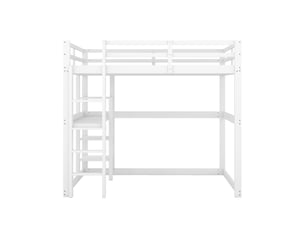 Lit mezzanine 140x200 cm <strong>ZOVIRA</strong>  <strong></strong> coloris blanc