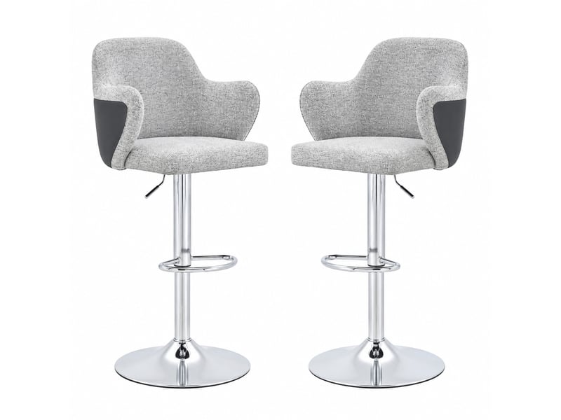  Tabourets de bar lot de 2 réglables et pivotants - lpospi - avec accoudoirs, repose-pieds, tissu - gris clair  - Conforama A