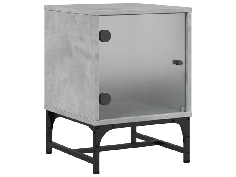 Lot de 2 tables de chevet - cabinet de chevet - table de nuit et portes vitrées gris béton 35x37x50 cm  - Conforama C