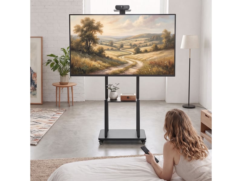  Support tv mobile support pour téleviseur 32-75 pouces hauteur réglable étagère  - Conforama D
