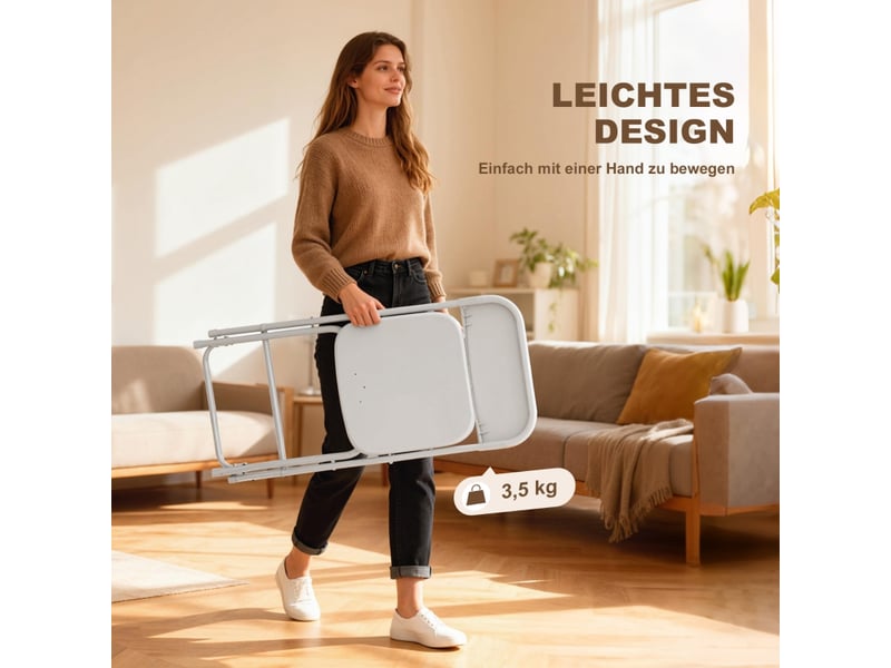  Ensemble de 6 chaises pliantes, avec trous de drainage, structure en acier, usage polyvalent, blanches  - Conforama D