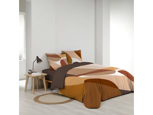 Parure de lit 260 x 240 cm 100% coton 42 fils boogie + drap housse 160 x 200 cm blanc