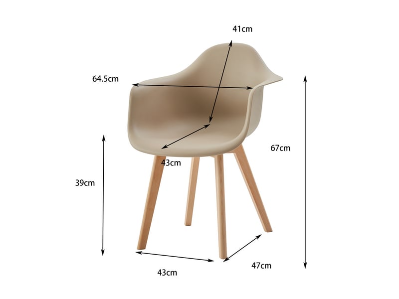  Lot de 4 chaises de salle à manger -pieds en hêtre - chaises de salle à manger scandinaves - beige  - Conforama E