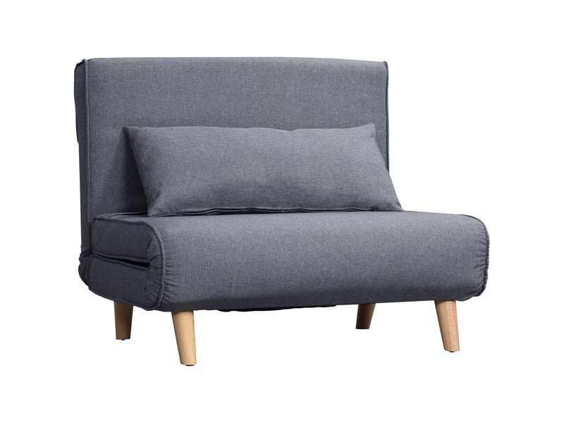  Fauteuil convertible 1 place dossier réglable tissu gris 94 x 78 x 80 cm  - Conforama A