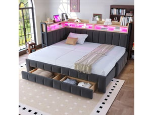 Lit gigogne 90x200 cm <strong>HAVRYA</strong>  <strong></strong> coloris bois foncé