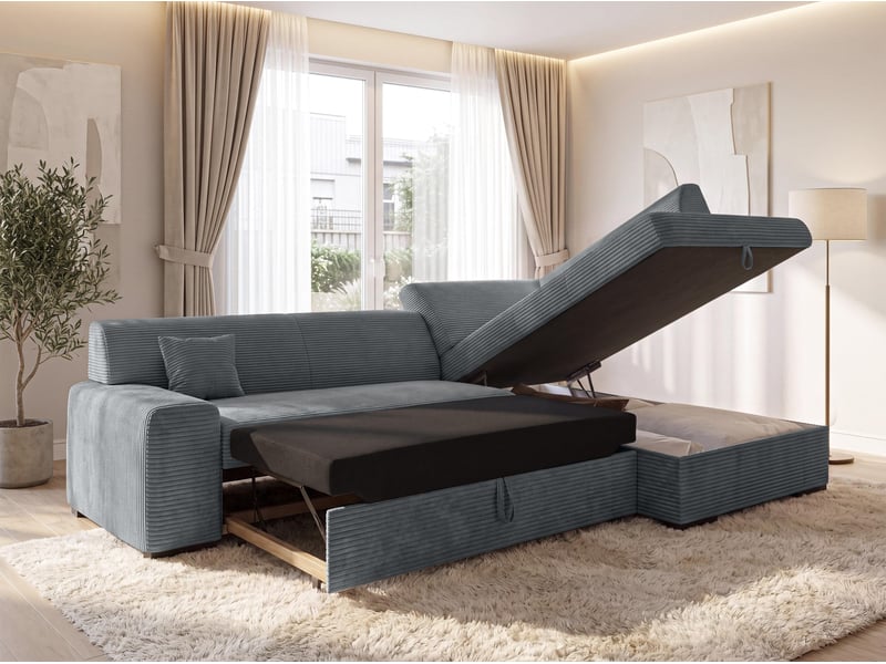 Canapé d'angle convertible lucera 260 cm avec coffre – gris Lucera - Conforama C