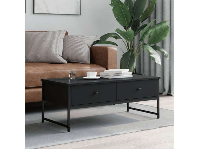  Table basse - table de salon - table à thé noir 101x49x39,5 cm bois d'ingénierie  - Conforama C
