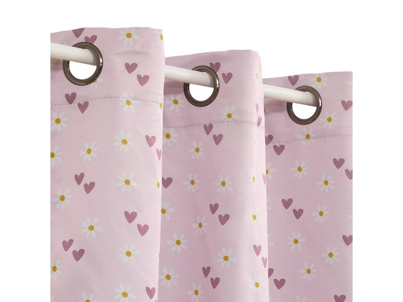  Rideau occultant enfant billie 140x260cm rose motif coeurs BILLIE - Conforama C
