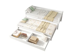 Lit avec rangement 90x190/200 cm MEUBLIV coloris blanc