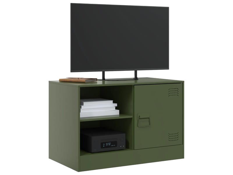  Lot de 2 meuble tv bas salon vert olive 67x39x44 cm acier  - Conforama C