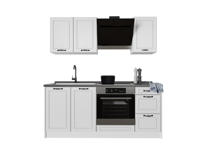 Vicco cuisine, blanc campagneblanc, 180cm plan de travail marbre - Conforama E