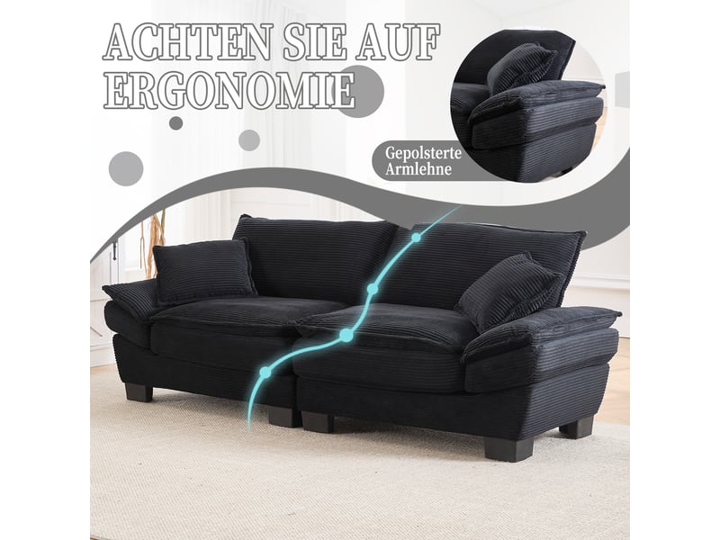  Canapé 2 places, canapé de salon – pour bureau, pour salon, noir, pour chambre  - Conforama C