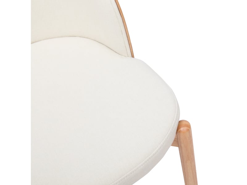  Lot de 6 chaises de salle à manger 57x49x74 cm, dossier, pour salle à manger, mousse, revêtement en lin, bois naturel  - Conforama E