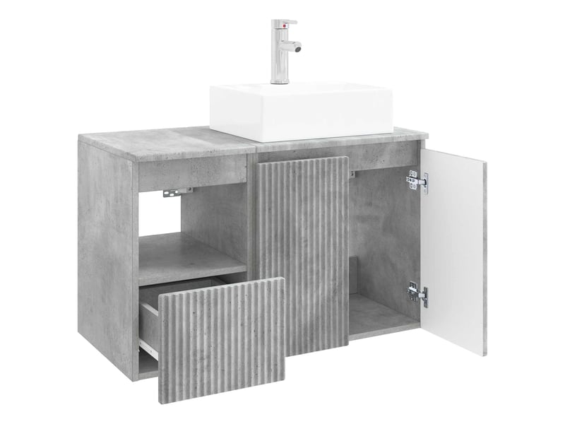  Ensemble de mobilier de salle de bain 2 pc gris béton cf64152  - Conforama D