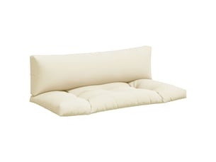 Lot de 2 coussins de palette, coussins de canapé crème tissu cf59523