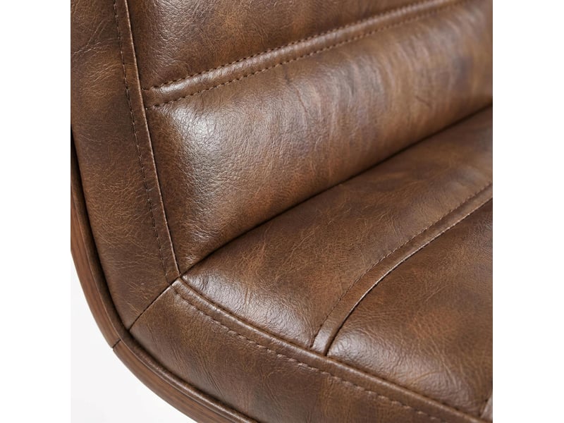 Lot de 2 tabourets de bar pivotants 48x40x90 cm polyuréthane, pieds et repose-pieds, bois,  couleur marron, design vintage  - Conforama D