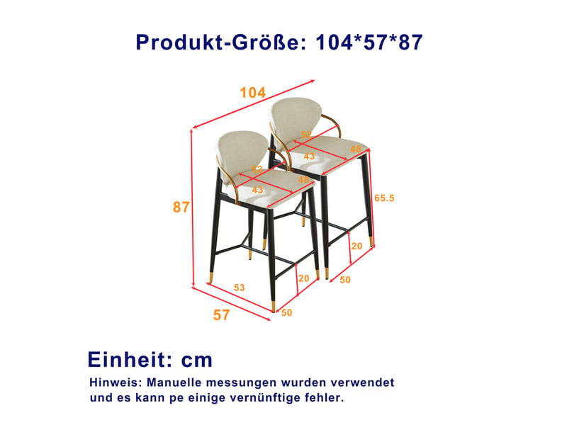  Lot de 2 tabourets de bar 57x52x87 cm, hauteur réglable, dossier confort, repose-pied, métal et chenille, noir et beige  - Conforama C