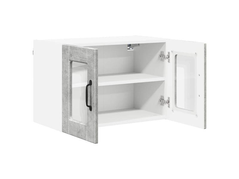  Meuble mural de cuisine, cabinet en verre mural 2 pcs gris béton bois d'ingénierie shl8498  - Conforama E