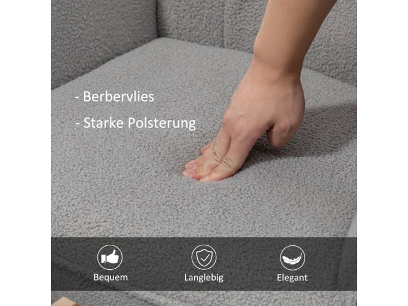  Fauteuil à bascule gris clair en tissu bouclé, relax, 71x98x101 cm, charge 120 kg  - Conforama E