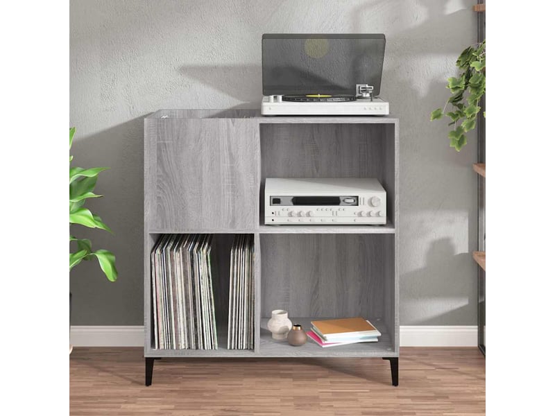  Armoire à disques, armoire de rangement sonoma gris 84,5x38x89 cm bois d'ingénierie shl818  - Conforama C