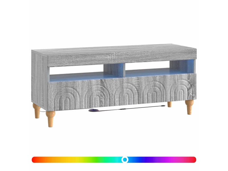  Meuble tv - banc tv - meuble de rangement led sonoma gris bois d'ingénierie  - Conforama C