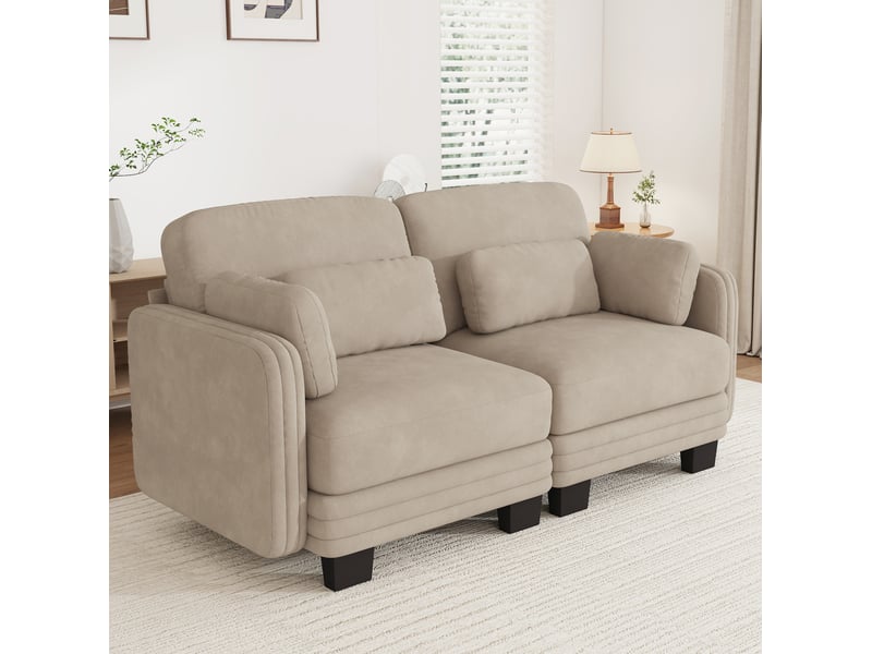 Canapé modulaire 2 places modenvie en chenille marron clair 176 x 88 x 88 cm - Conforama B