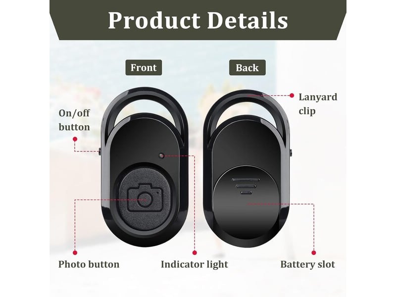  Paire de télécommandes bluetooth sans fil, déclencheur pour photos et vidéos sur ios et android, portée 10 m  - Conforama B