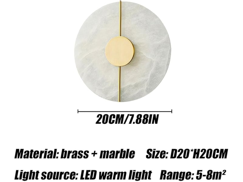  Applique murale ronde led design dorée, effet marbre – fixation murale, pour salon, chambre et couloir  - Conforama B