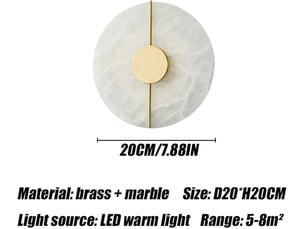 Applique murale ronde led design dorée, effet marbre – fixation murale, pour salon, chambre et couloir