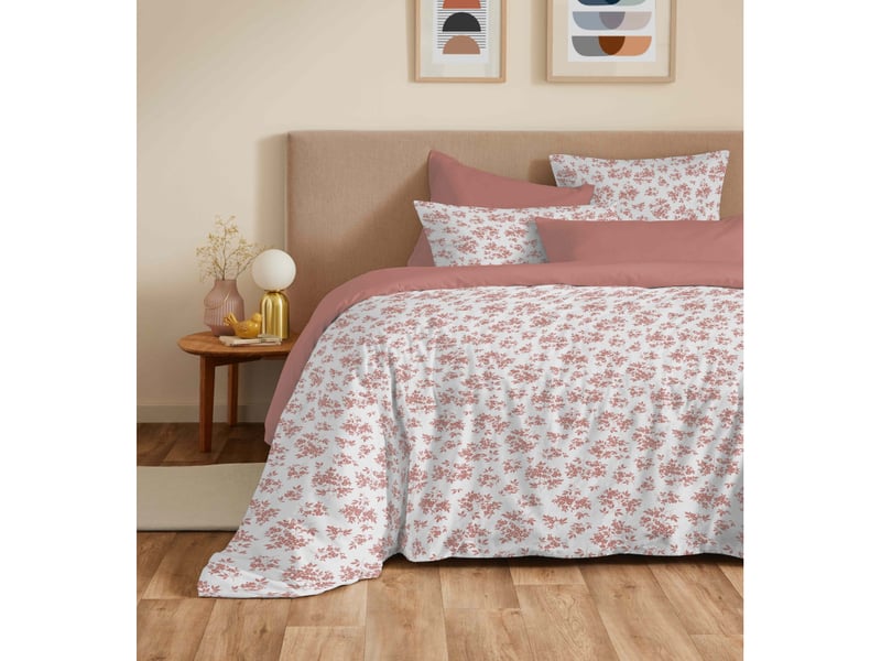 Pack complet housse de couette réversible vanessa 6 pièces pour lit 140 x 190 eloise abricot - Conforama A