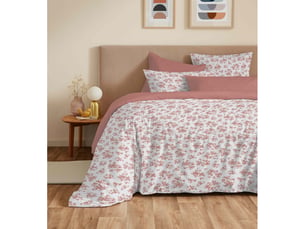 Pack complet housse de couette réversible vanessa 6 pièces pour lit 140 x 190 eloise abricot