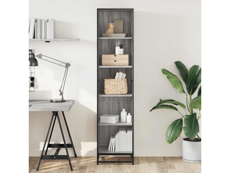 Bibliothèque, meuble de rangement salon sonoma gris 40x35x170,5 cm bois d'ingénierie - Conforama C