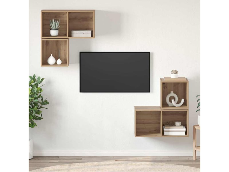  Ensemble meuble tv - banc tv - meuble de rangement 4 pcs chêne artisanal bois d'ingénierie  - Conforama B
