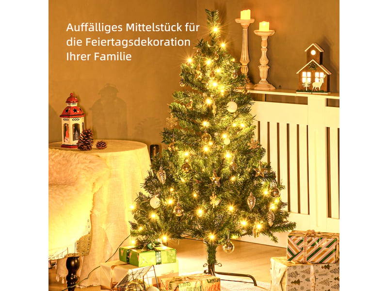  Sapin de noël artificiel, 1,2 m, led, étoile incluse, 75 cm x 75 cm x 120 cm, vert  - Conforama D