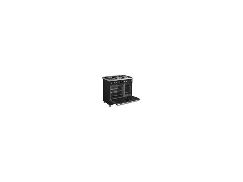 Centre de cuisson dual fuel 90 cm noir mat 5 brûleurs 2 fours pyrolyse porte froide 8225362 - Conforama E
