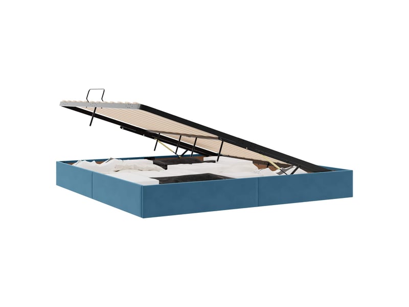 Lit double- lit adulte -  cadre de lit ottoman bleu foncé 200 x 200 cm velours  - Conforama A