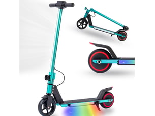 Trottinette électrique enfant 6-12 ans 78 x 92 cm verte en aluminium, pliable, vitesse 14 kmh avec led