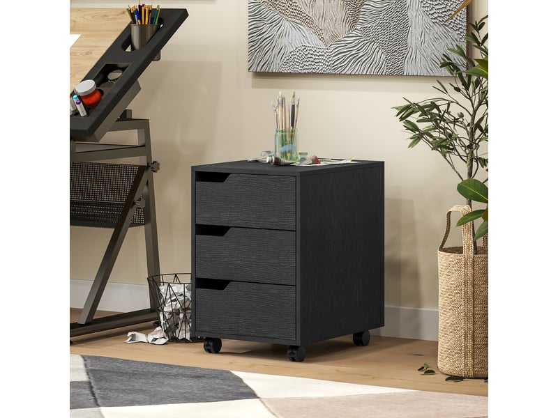  Caisson de bureau à roulettes, 3 tiroirs, meuble de bureaud'étude, 40 x 50 x 57,5 cm, noir  - Conforama C