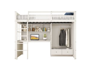 Lit mezzanine 90x200 cm <strong>MIVRAY </strong> <strong></strong> coloris blanc