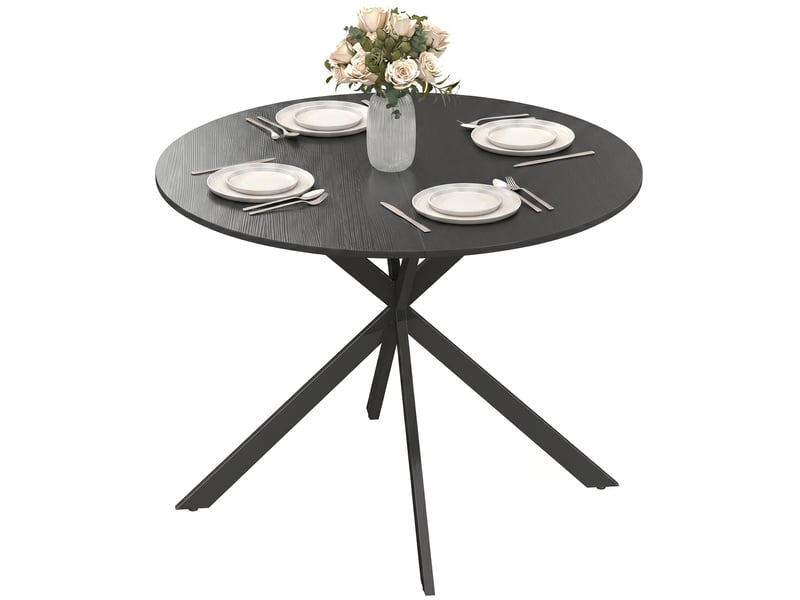  Table à manger ronde 4 personnes en acier noir ø 100 x h 75 cm  - Conforama A