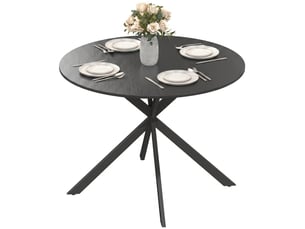 Table à manger ronde 4 personnes en acier noir ø 100 x h 75 cm