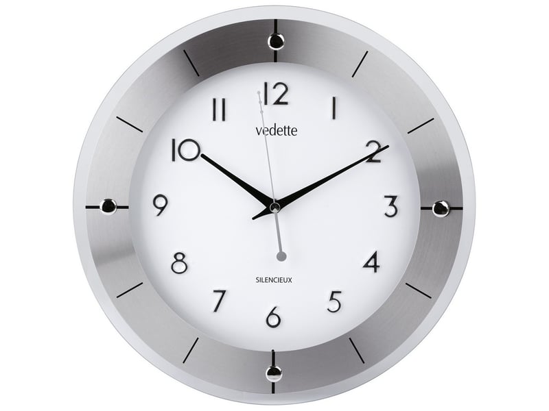 Pendule verre et alu design contemporain diam 31cm trotteuse silencieuse vedette - Conforama A