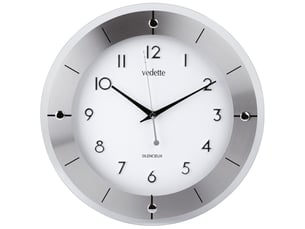 Pendule verre et alu design contemporain diam 31cm trotteuse silencieuse vedette