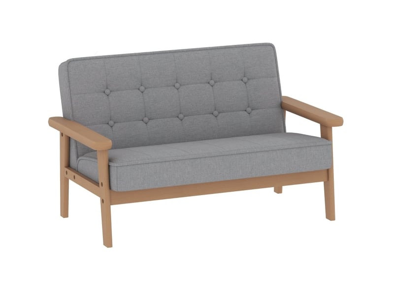  Canapé enfant 2 places 77x42x48 cm gris, tissu aspect velours, cadre en bois, rembourré 3 à 15 ans  - Conforama A